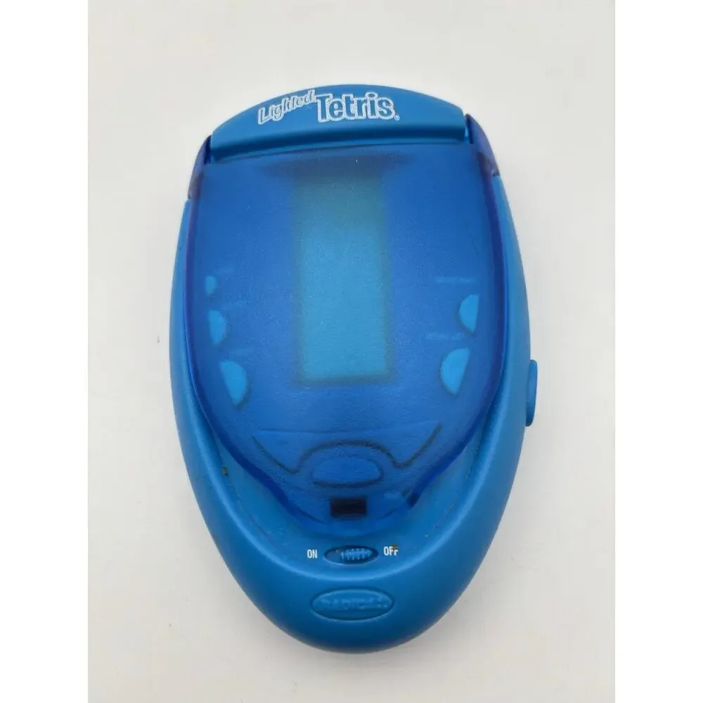 Blue Radica Lighted Tetris Flip Top Travel Game Tested Works VG Condition